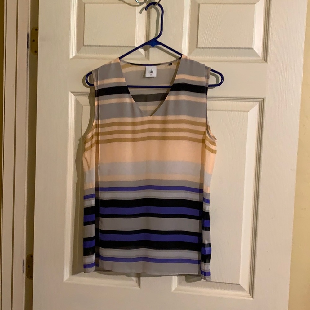 Cabi V Neck Pullover Multi-color Striped Top - M